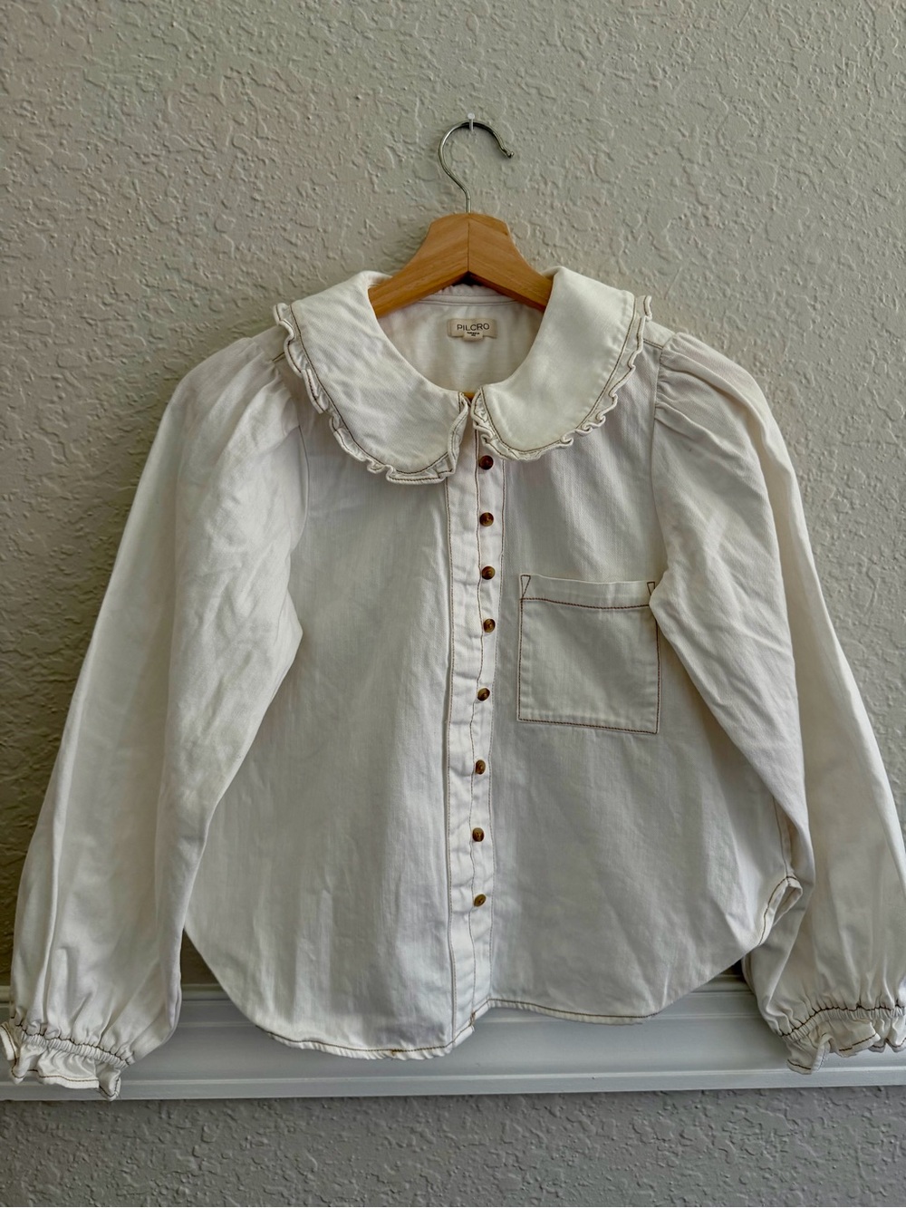 Pilcro Keira Denim Long-Sleeve Blouse by Anthropologie | Size: XS - Picture 5 of 10